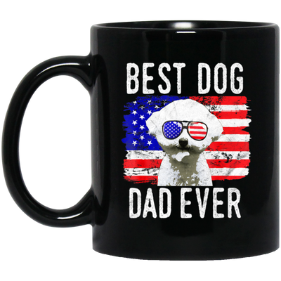 American Flag, Best Dog Dad Ever, Cute Dog, Love American Dog Black Mug