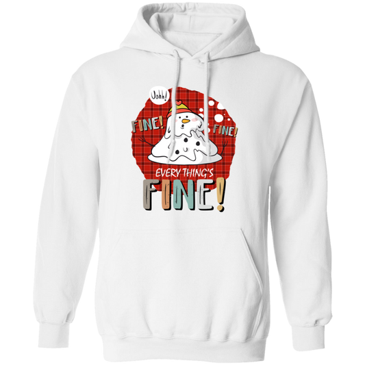 It's Fine, Everythings Fine, Melting Snowman, Plaid Xmas, Merry Christmas, Trendy Christmas Pullover Hoodie