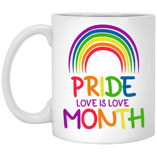 LGBT Gift, Pride Month, Love Is Love, LGBT Rainbow White Mug