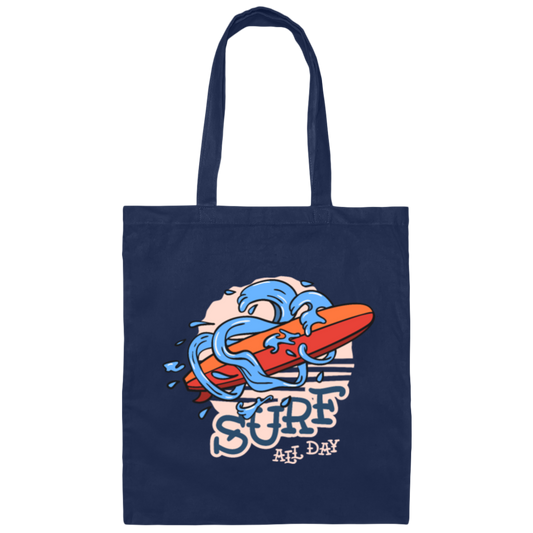 Water Sports Surf All Day Cool Gift For Surfers Canvas Tote Bag