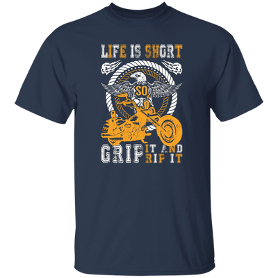 Life Is Short, So Grip It And Rip It, Retro Eagle, Motorbike Unisex T-Shirt