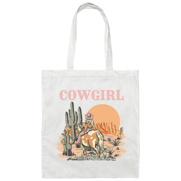 Cowboy Lover Gift, Cowgirl Life In Desert, Long Live Cowgirl Canvas Tote Bag
