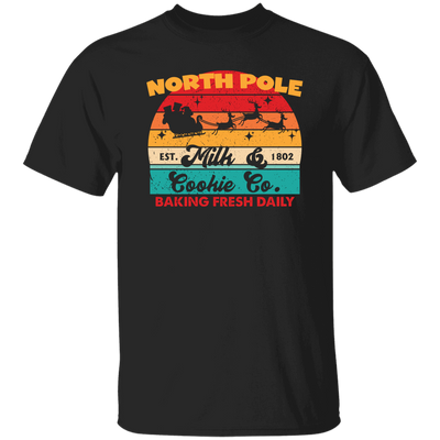 North Pole, Milk And Cookie, Baking Fresh Daily, Retro Christmas, Merry Christmas, Trendy Christmas Unisex T-Shirt