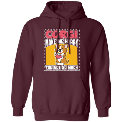 Corgi Make Me Happy, You Not So Much, Retro Corgi Pullover Hoodie