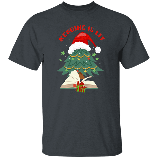 Reading Is Lit, Christmas Tree, Christmas Book, Merry Christmas, Trendy Christmas Unisex T-Shirt