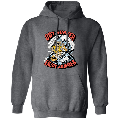 Cat Surfer Enjoy Summer, Surfing On The Beach, Summer Vacation Pullover Hoodie