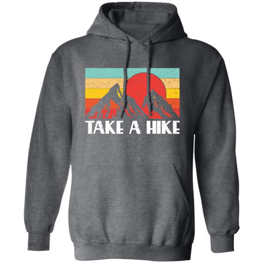 Sunset Two Mountain, Take A Hike Retro, Vintage Climbing, Vintage Style Pullover Hoodie