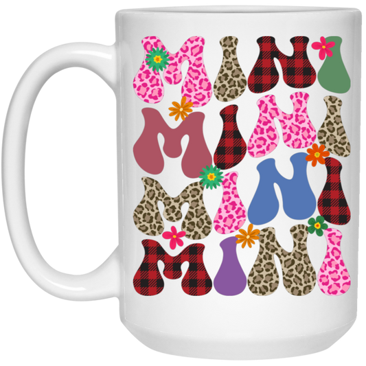 Mini Gift, Love My Mini, Mini Gift, Leopard Pattern, Plaid Pattern White Mug