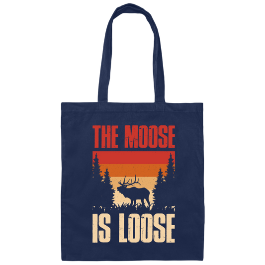 Forest Love Gift, The Moose Is Loose, Retro Moose Gift Canvas Tote Bag