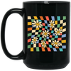 Groovy Emotion, Smile Icon, Smiley Face, Smiley Sunflower Black Mug