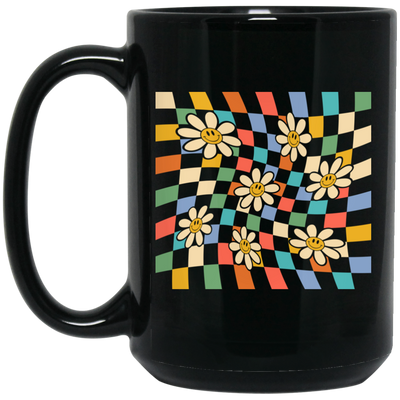 Groovy Emotion, Smile Icon, Smiley Face, Smiley Sunflower Black Mug