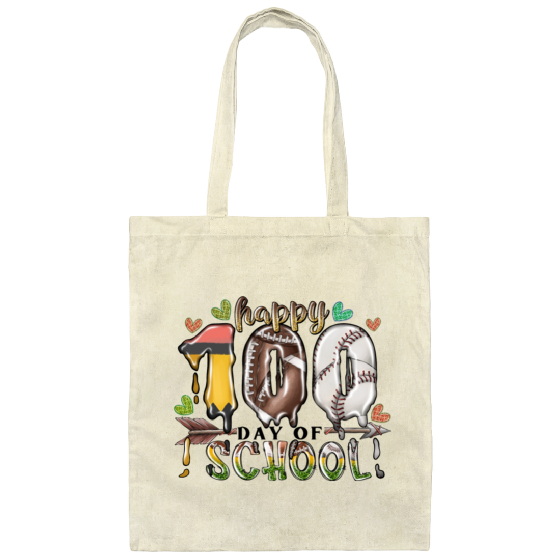 Happy Because Of My School, Love To Study, Happy 100 Days Of School Canvas Tote Bag