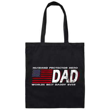 DAD Worlds, Best Daddy Ever, Husband Gift, Husband Protector Hero Canvas Tote Bag
