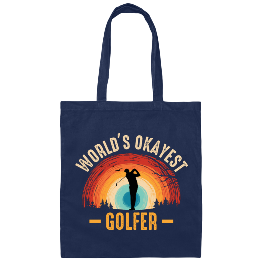 World's Okayest Golfer, Retro Golfing, Golf Player Canvas Tote Bag