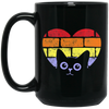 Cat In My Heart, Cat And Wall Retro Style, Cat Lover Gift, Retro Cat Black Mug