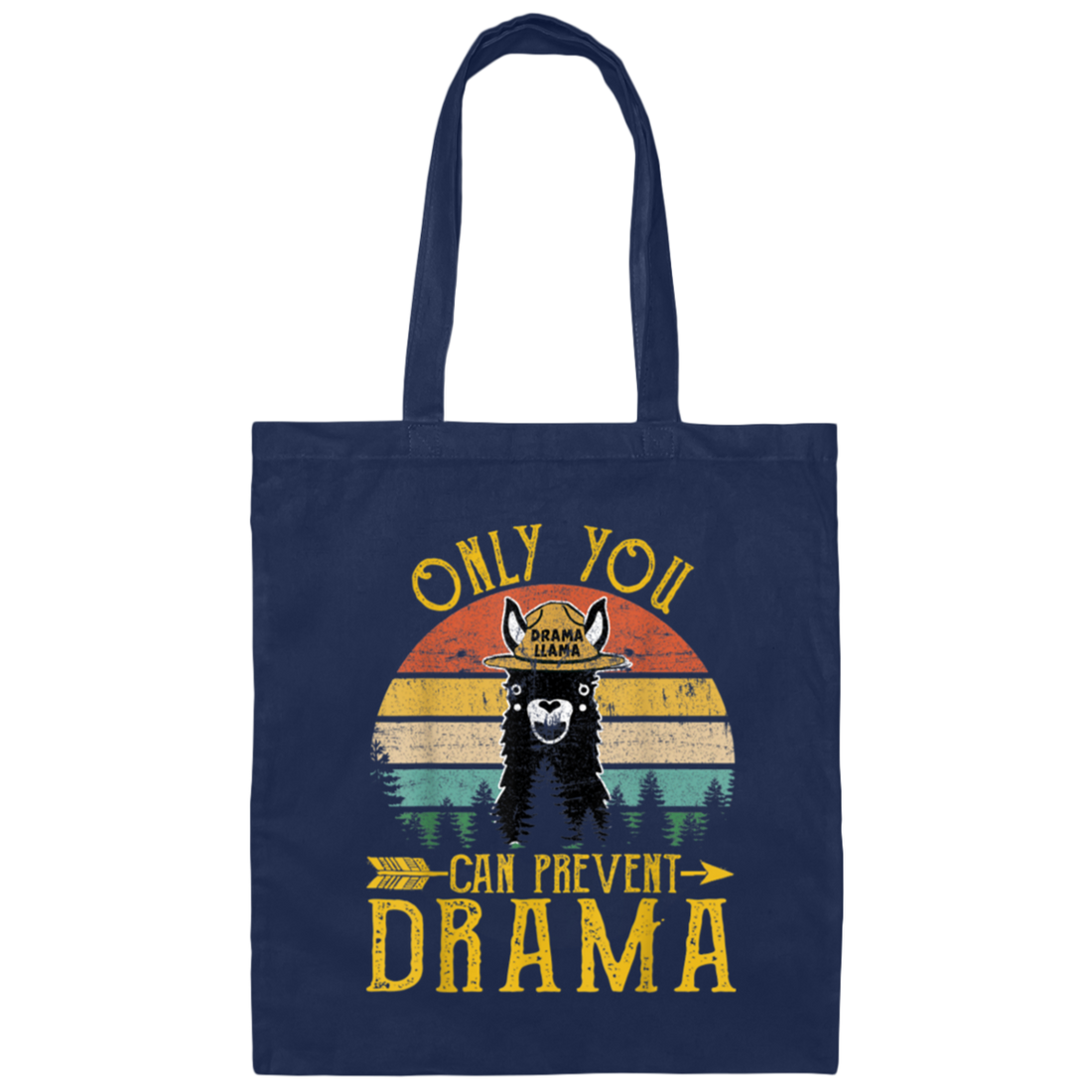Vintage Only You Can Prevent Drama Llama Camping Canvas Tote Bag