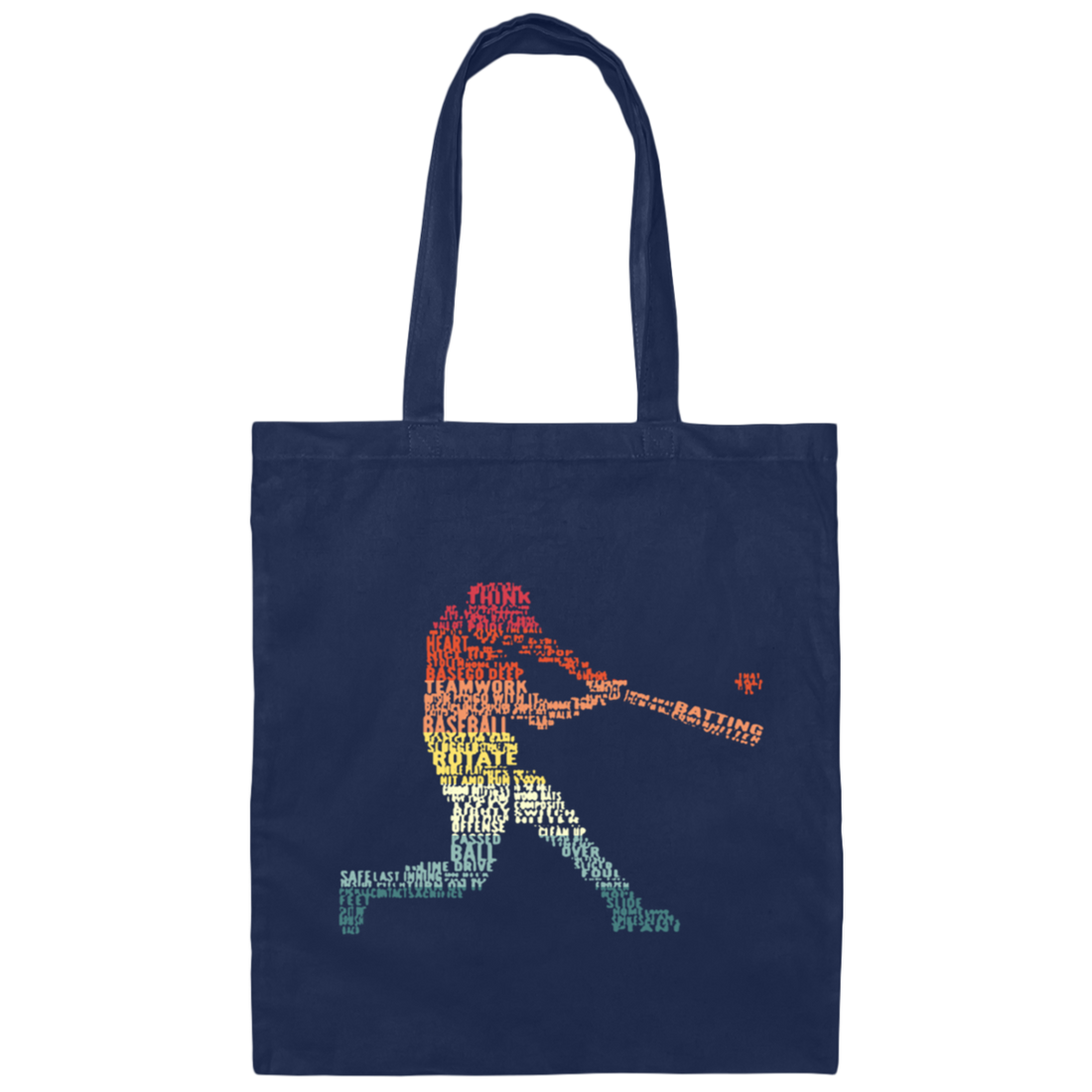Baseball Word Art Vintage Baseball Canvas Tote Bag