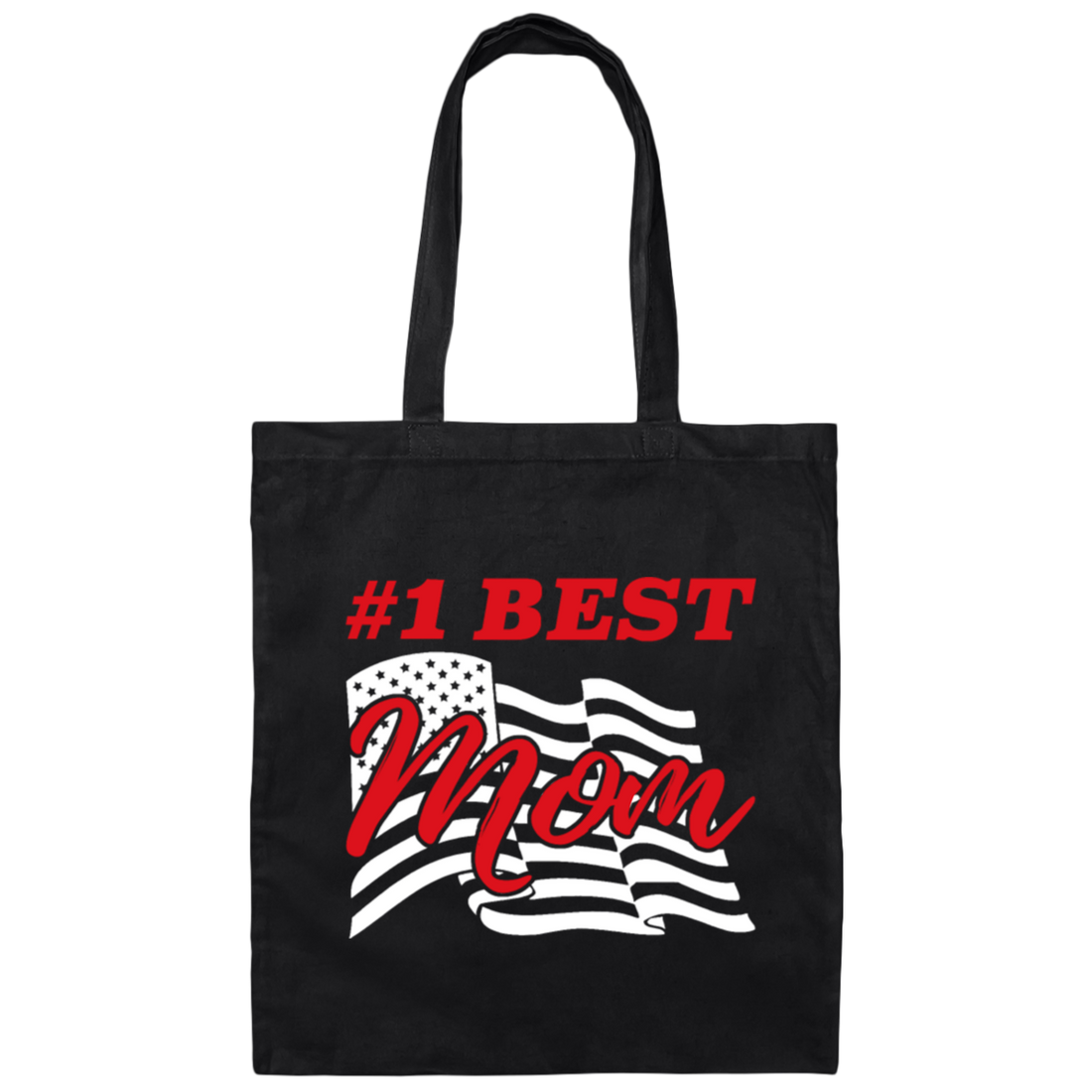 This Canvas Tote Bag is the perfect gift to let your mom know how special she is! It features the phrase "American Mom" and the assurance that she's "The Best Mom" and "My Number One". Ideal for Mother's Day or any occasion!