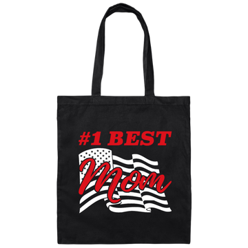 This Canvas Tote Bag is the perfect gift to let your mom know how special she is! It features the phrase "American Mom" and the assurance that she's "The Best Mom" and "My Number One". Ideal for Mother's Day or any occasion!