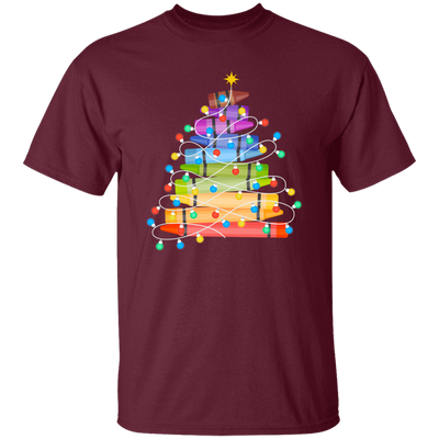 Crayon Xmas Tree, Xmas Tree Made From Crayon, Xmas Lights, Merry Christmas, Trendy Christmas Unisex T-Shirt