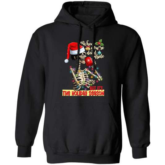 Skeleton When You're Dead Inside, Christmas Lights Pullover Hoodie