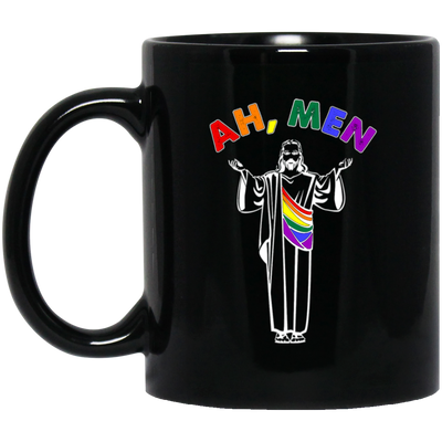 Jesus And LGBT, Ah Men, Funny Jesus, Gay Gift, Best For Gay Black Mug