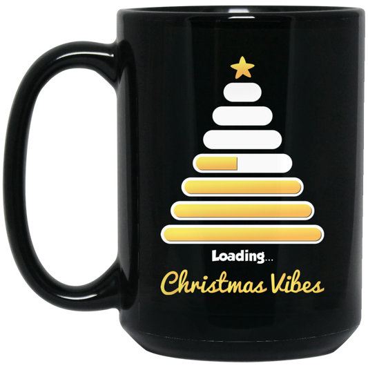 Christmas Tree, Golden Xmas Tree, Loading Xmas Tree, Merry Christmas, Trendy Chrismas Black Mug