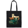 Texas Lover, Cow And Car, Texas City, Love Texas, Love Cow In Texas Canvas Tote Bag