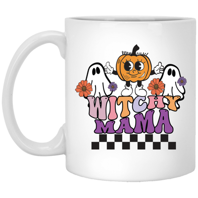 Witchy Mama, Pumpkin And Boos, Spooky Halloween White Mug