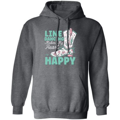 Cowboy Gift, Line Dancing Makes My Heart Happy Vintage Pullover Hoodie