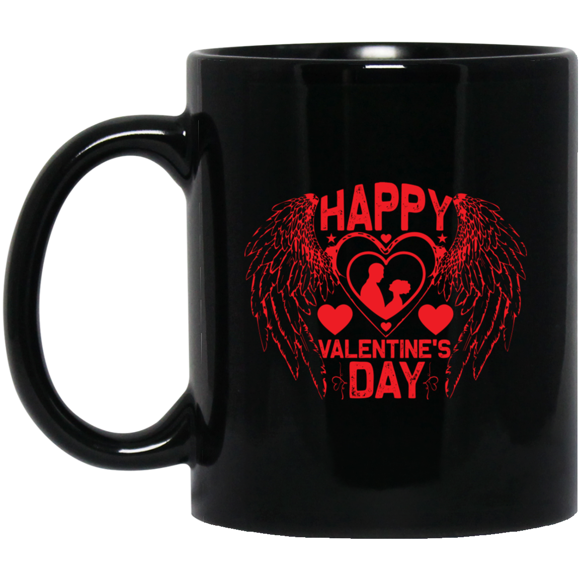 Happy Valentine's Day, Angle Swings, Evil Swings, Valentine's Day, Trendy Valentine Black Mug