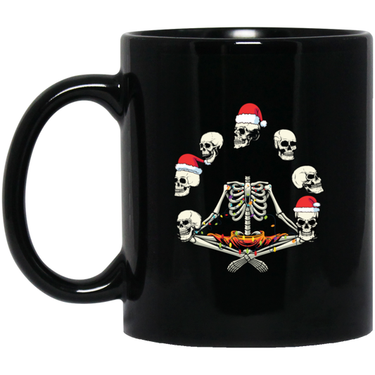 Happy Halloween, Funny Halloween, Skeleton Play With Skulls, Merry Christmas, Trendy Christmas Black Mug