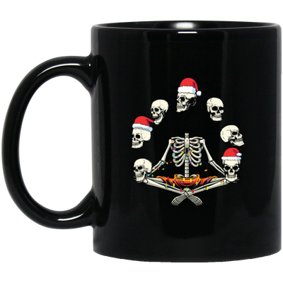 Happy Halloween, Funny Halloween, Skeleton Play With Skulls, Merry Christmas, Trendy Christmas Black Mug