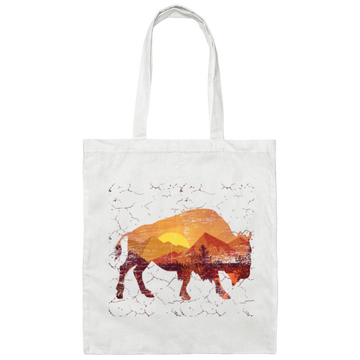 Buffalo Wild, Sunset Buffalo Color, Buffalo With Herd Canvas Tote Bag