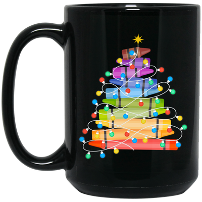 Crayon Xmas Tree, Xmas Tree Made From Crayon, Xmas Lights, Merry Christmas, Trendy Christmas Black Mug