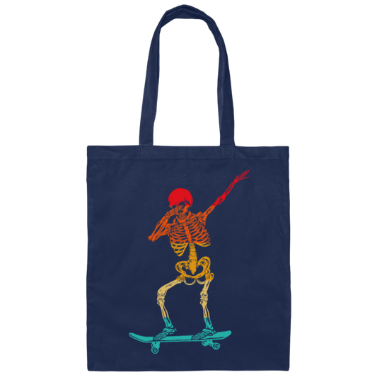 Cool Dabbing Skater Design For Men And Boys Skeleton Vintage Canvas Tote Bag