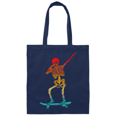 Cool Dabbing Skater Design For Men And Boys Skeleton Vintage Canvas Tote Bag