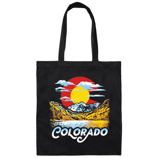 Colorado Gift, Oil Paint Art, Landscape Gift Colorado, Love Mountain And Moon Canvas Tote Bag