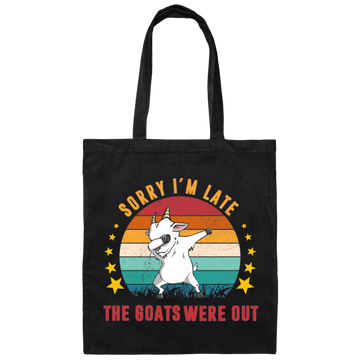 Sorry I'm Late, The Goats Were Out, Retro Goats Canvas Tote Bag
