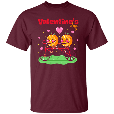Valentine's Day, Trendy Valentine, Orange Couple, Orange Ride A Bike Unisex T-Shirt