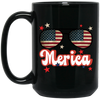 Sunglasses America, American Flag, Star America Black Mug