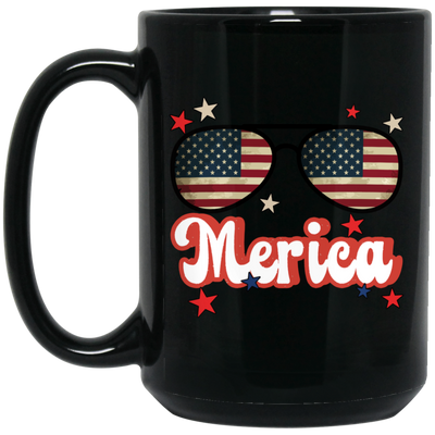 Sunglasses America, American Flag, Star America Black Mug