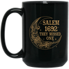 Salem 1692, They Missed One, Salem Floral Moon Black Mug