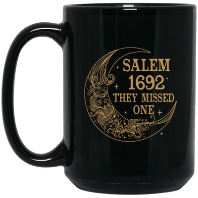 Salem 1692, They Missed One, Salem Floral Moon Black Mug