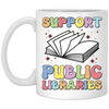 Support Public Libraries, Love Read, Groovy Bookworm White Mug