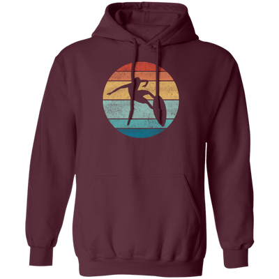 Surfing Distressed Beach, Vintage Surfer, Retro Surf Pullover Hoodie