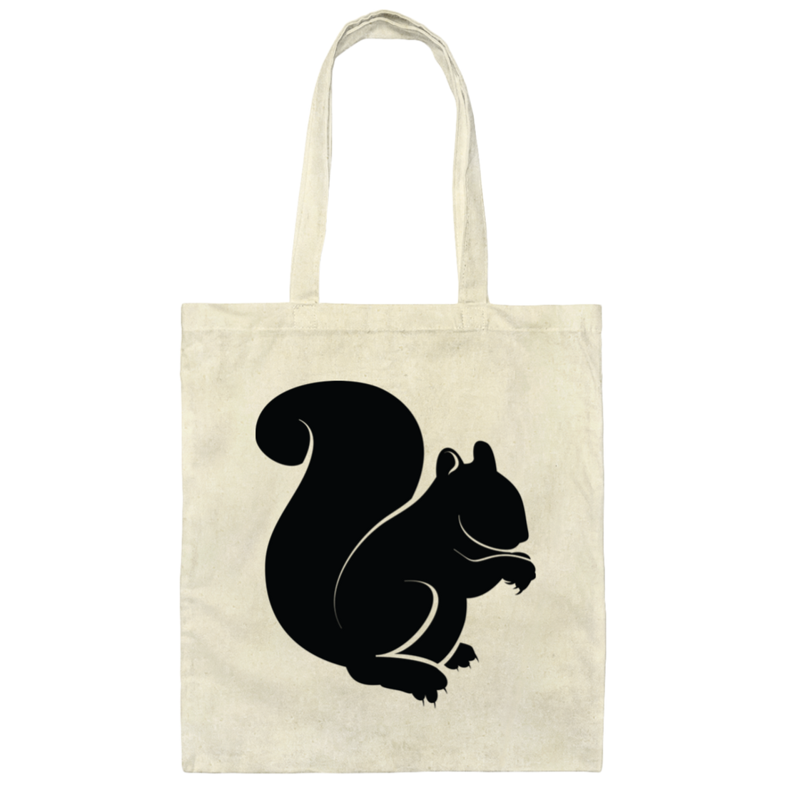 Squirrel Silhouette, Watercolor Squirrel, Animal Silhouette Black Canvas Tote Bag
