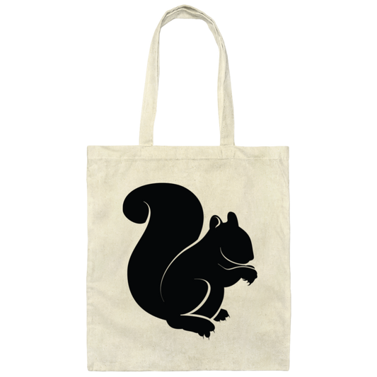 Squirrel Silhouette, Watercolor Squirrel, Animal Silhouette Black Canvas Tote Bag