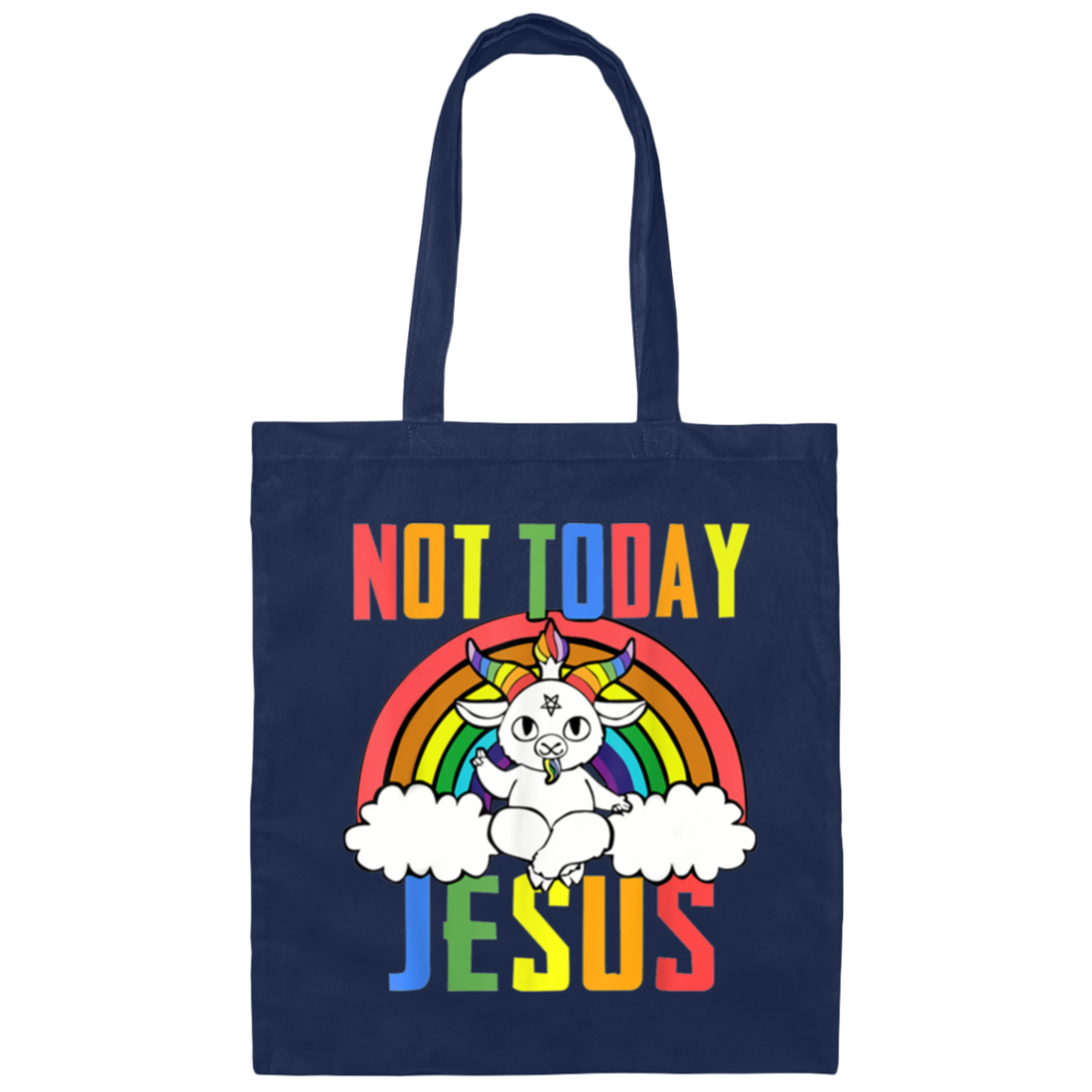 Not Today Jesus, Rainbow Unicorn, Rainbow Jesus Canvas Tote Bag