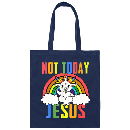 Not Today Jesus, Rainbow Unicorn, Rainbow Jesus Canvas Tote Bag